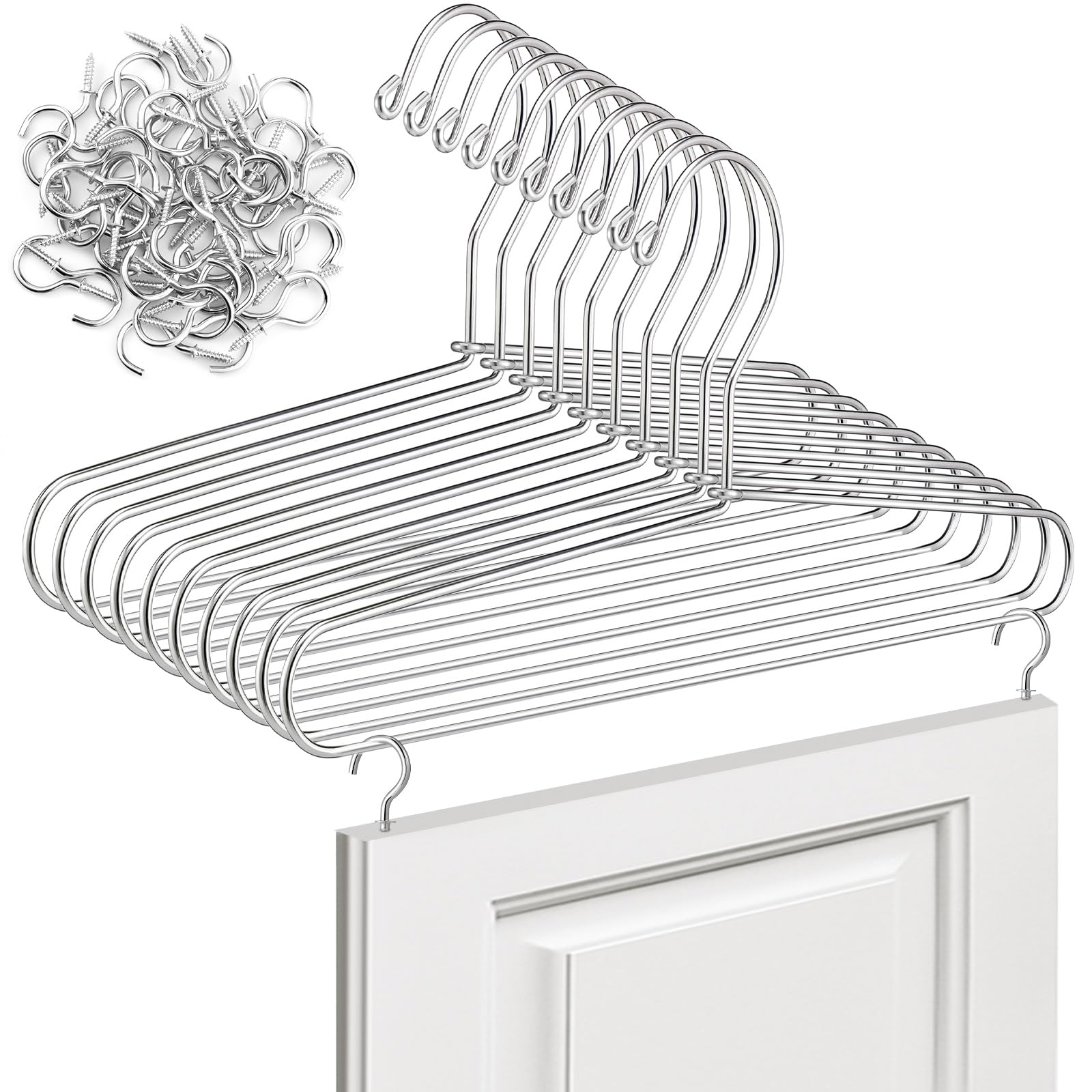 Photo 1 of Beeveer 10 Pack Cabinet Door Painting Hanger 14.57 x 5.24 in Door Painting Brackets with 50 Pcs Zinc Plated Metal Screw-in Cup Hooks Paint Drying Rack Panels Rack Painter Tools DIY (Silver)