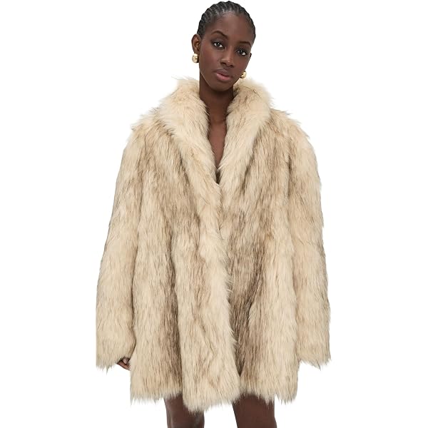 Bailey Rose Women's Long Fur Coat, Taupe, M at Amazon Women's