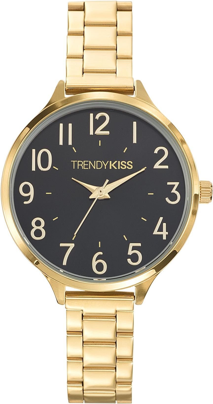 Trendy-TMG 10069-02 Kiss Women's Quartz Analogue Watch-Face Golden Metal Bracelet Black