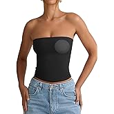 PINKMSTYLE Padded Tube Top with Bulit in Bra Strapless Bandeau Tops Double Lined Cute Going Out Tank Tops for Womens