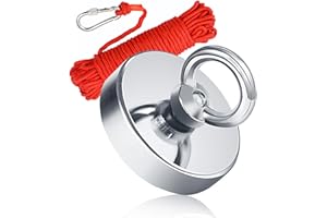 ROKILE 2.36"(60 mm) Fishing Magnet Kit- 500lbs Large Strong Rare Earth Fish Magnets Heavy Duty with 65ft Rope, Super Neodymium High Power Magnet with Handle for Retrieving in Lake, Beach, Lawn(D60 Set) ﻿