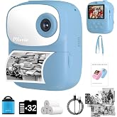 Kids Camera Instant Print for Kids, Kid Camera Instant with Mirror, HD Dual-Lens Selfie Digital Camera with 3 Rolls Print Paper &amp; 32GB Card, Holiday Birthday Gifts Toys for Girls Boys Toddler.（Blue