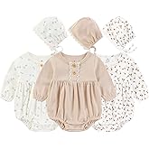 Ruliby Baby Girl Outfit Cotton Bubble Romper Floral Dress Infant Girls Clothes 3-pack