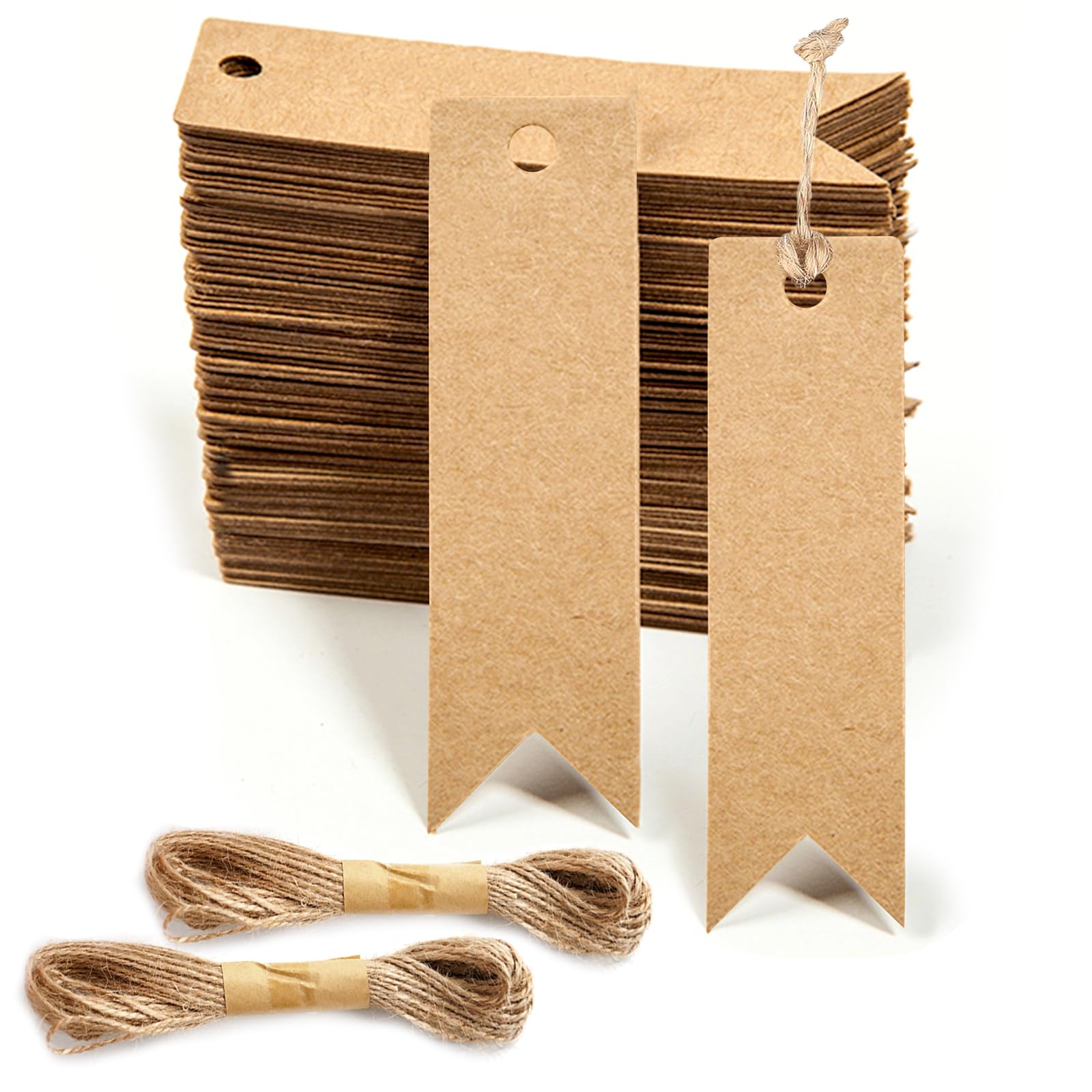 Small Brown Kraft Gift Tags with String, 200 Pcs Mini 7x2cm Kraft Paper Blank Brown Labels Luggage Hang Tag for Gifts Bags Crafts