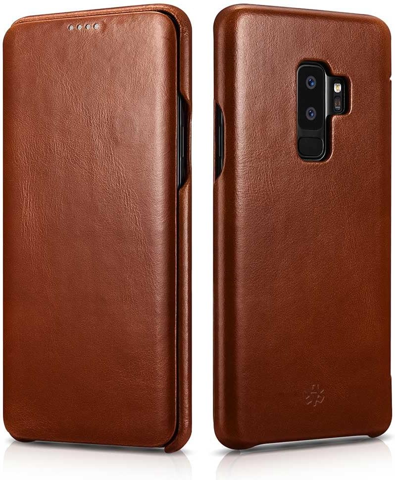 NOVADA Leather Samsung Galaxy S9+ Plus Case Genuine Leather Flip Cover - Vintage Tan