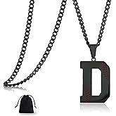 LMUWECNO Baseball Initial A-Z Letter Necklace for Men, Alphabet Jewelry Pendant, Stainless Steel letter necklace for Men Holiday Gifts Dad Husband for Him Mens Jewelry