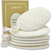 CROVIN Natural Loofah Exfoliating Body Scrubber, Made with Natural Shower Loofah Sponge for Men and Women’s SPA - Pack of 6 Exfoliating Loofah Sponge Package,Perfect for Bath Shower