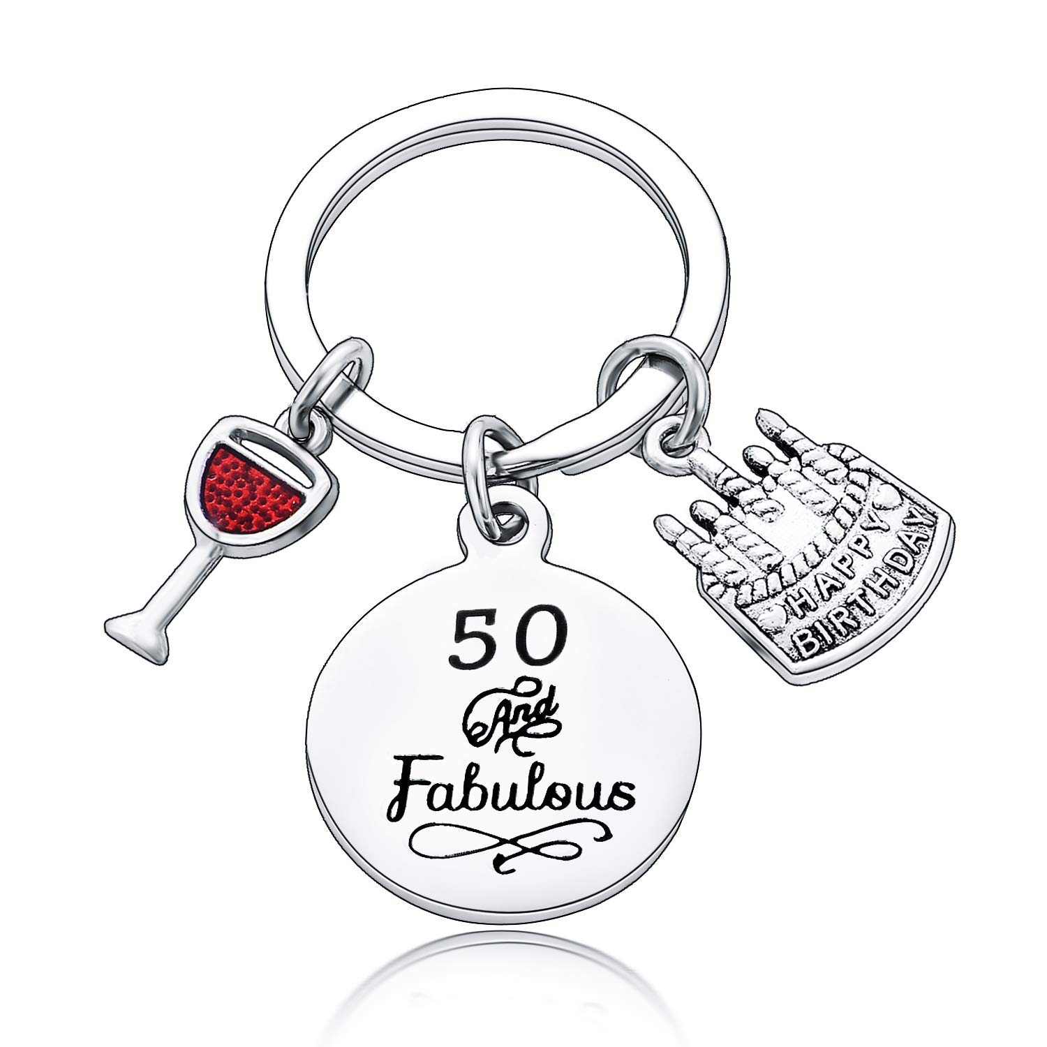 BESPMOSP 50th Birthday Gifts: Keyring & Present for Women, Mum, Dad, Grandma & Granddad