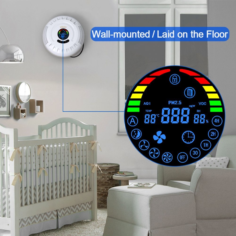 Webetop Air Purifier 6-in-1 True HEPA Filter Wall-mounted Air Purifier for Large Room 322 sq. ft Odor Allergies Eliminator Dust Germs Mold Pet Dander Pollen Air Monitor Function