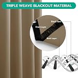 Deconovo Thermal Blackout Curtains Tan Brown 42 x 84 Inch 2 Panels Eyelet view 5