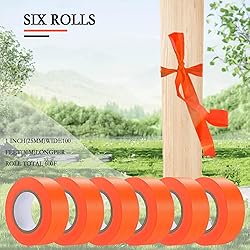 6 Pack Orange Flagging Tape, Non-Adhesive Plastic