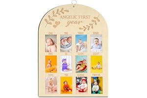 luck sea 1st Birthday Gifts First Year Photo Frame Decorations for Boys Girls Baby Monthly Milestone Wooden Board