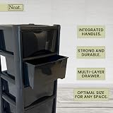 Neat Large 4 Drawer Plastic Storage Tower Unit Black Frame 39x39x80cm view 5