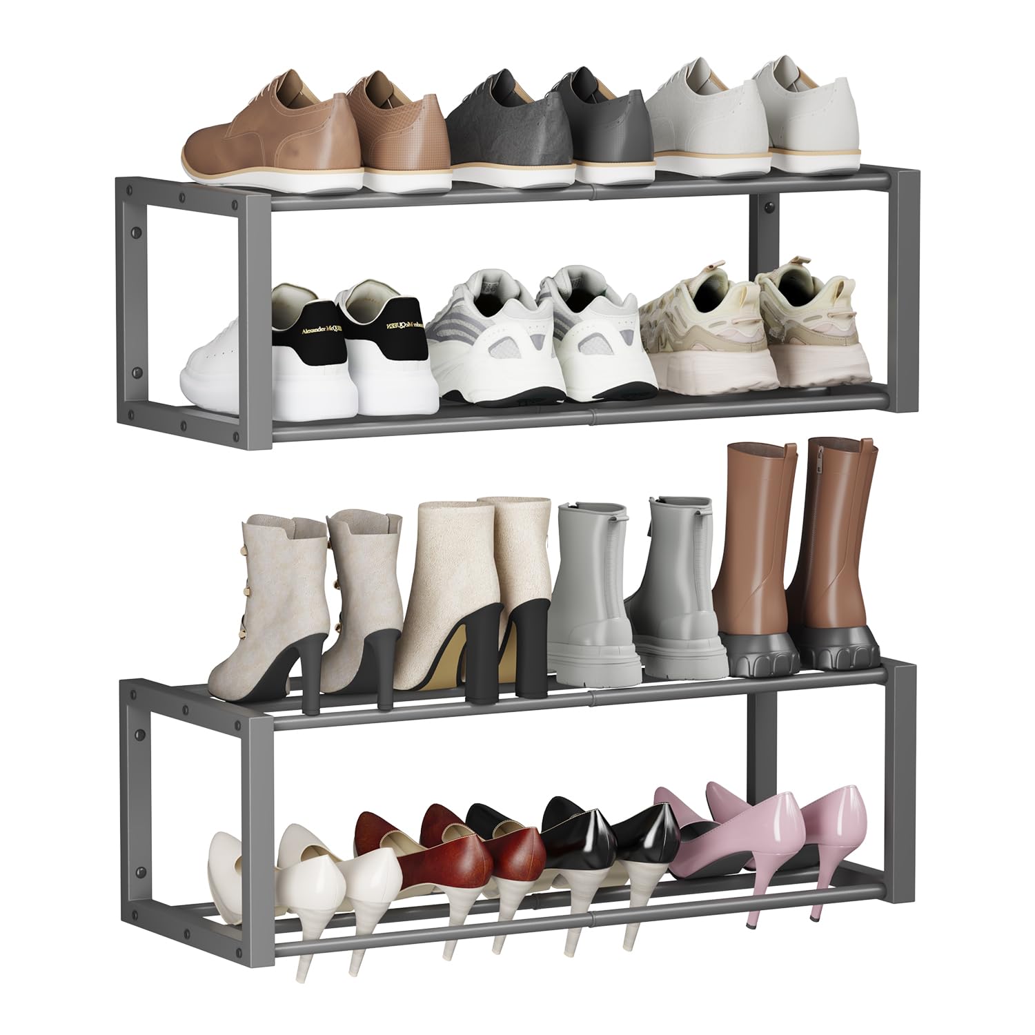 Homeiju Hanging Shoe Organizer,2 Pack Wall Mounted Shoe Rack Holds 12 ...