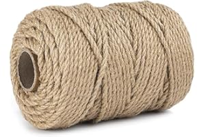 Zakous 5mm Jute Twine, Large Roll of Natural Jute Rope 328 Feet, Heavy Duty and Thick Twine Hemp Rope for DIY Arts Crafts, Ga