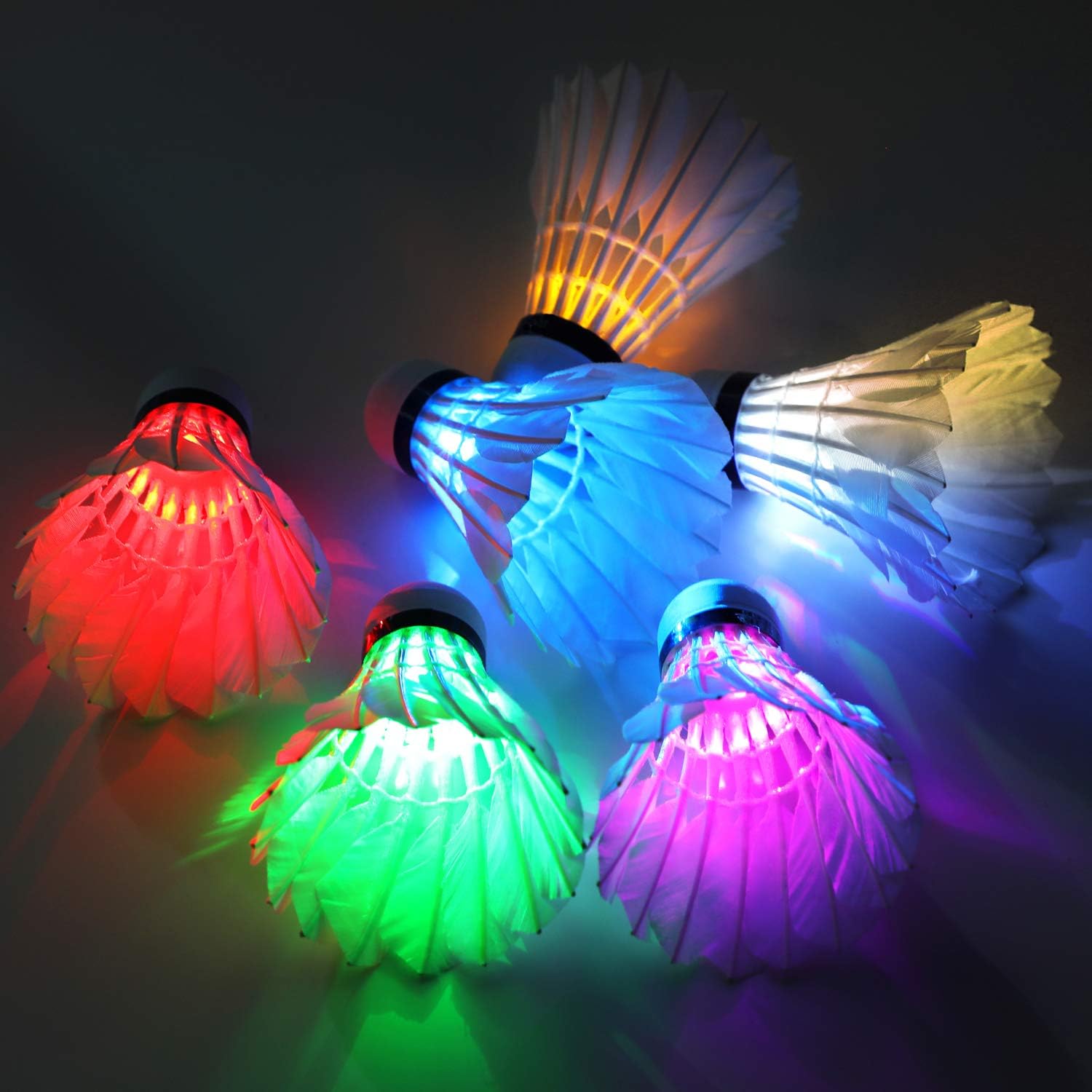 Ohuhu LED Badminton Birdies, Glow in The Dark Night Badminton Shuttlecocks Lighting Birdie for Outdoor Indoor Sports Activities, 4-Pack : Sports & Outdoors