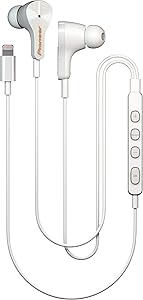 Pioneer Rayz Original Active Noise Cancelling Earbuds wired with Mic, Auto-pause, Hands-free Hey Siri, Lightning Cable Earphones Compatible with iPhone, iPad and iPod. MFI Certified (Ice White)
