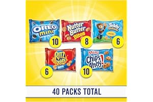 ONDAGO Oreo Minis, Chips Ahoy, Ritz Bits, Nutter Butter, Teddy Grahams Variety Pack - Nabisco Cookies Assortment (40 Count)