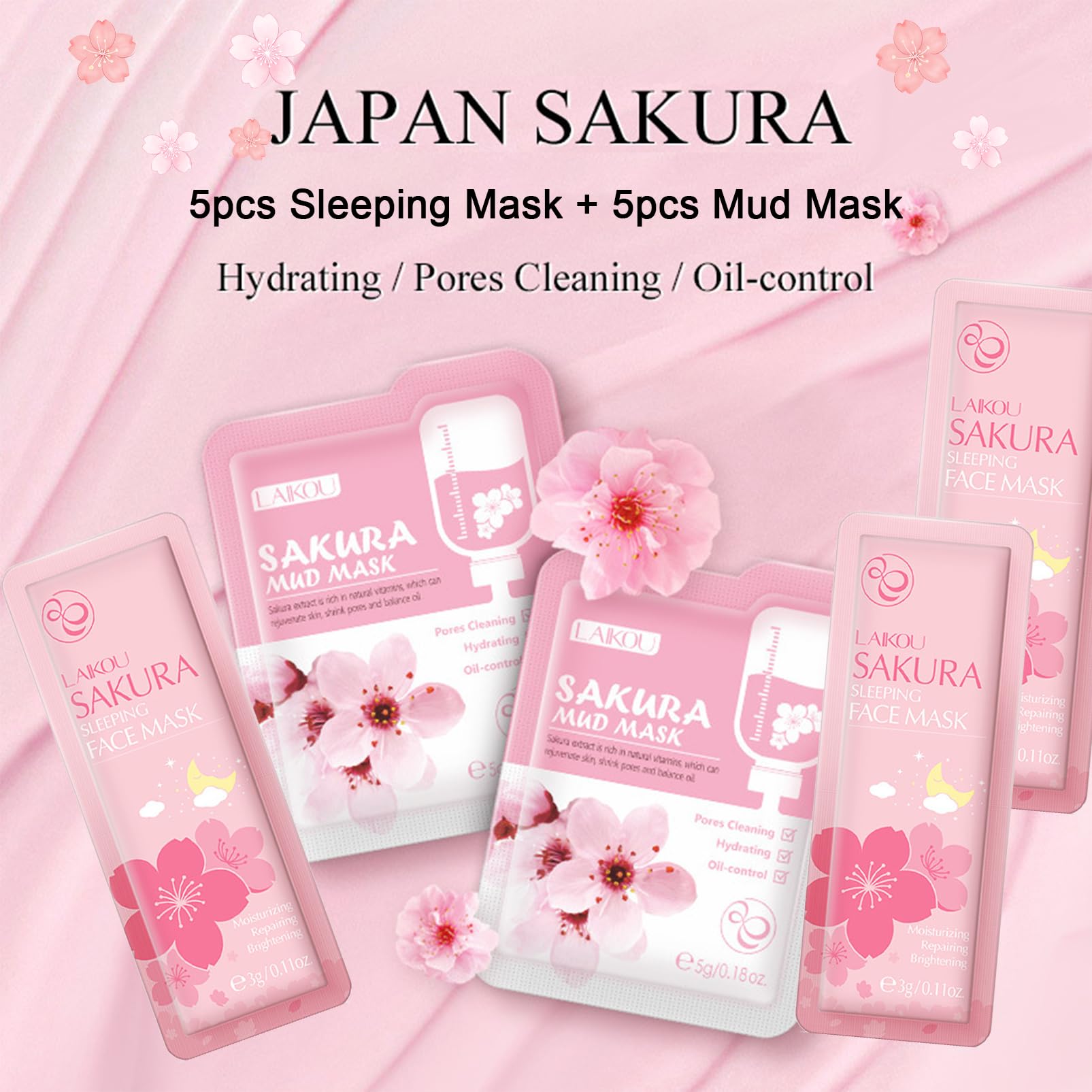 Skincare Set for Teenage Girls, Japan-Sakura Skin Care Products Set, Skin Care Sets & Kits, Cleanser, Toner, Serum, Cream, Sleep Mask,Eye Mask,Mud Mask,Lip Mask Beauty Products Daily Face Care 24PCS