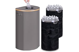 efluky Recycling Bin for Kitchen 100L, 26 Gallon Recycle Bins for Indoor Outdoor Home Use with 2 Removeable and Reusable Inner Bags, Tall Recycle bin for Bottle Can Plastice Stickers (Grey)