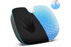 ZIKEE Gel Seat Cushion with Enhanced Support & Breathability, Extra Large Office Chair Cushion, Sciatica & Back Tailbone Pain Relief, TPE Memory Foam Cushion for Office Chair, Car Seat, Airplane