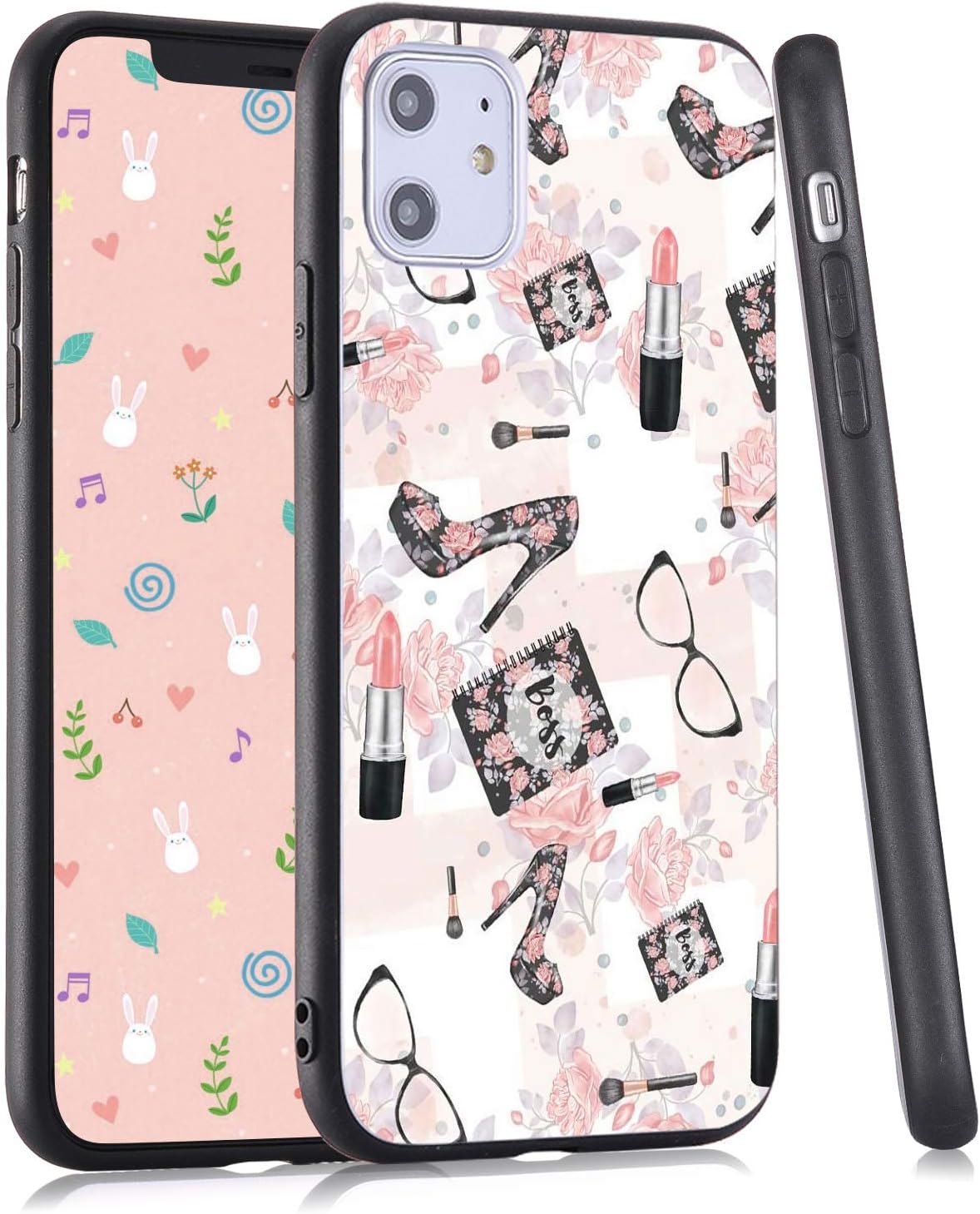 LuGeKe Lipstick Phone Case for iPhone 7 Plus/iPhone 8 Plus,Cute Girly Patterned Case Cover,Hard PC Back with TPU Bumper Anti-Stratch Bumper Protective Elegant Girly Phonecase(Makeup Tools)