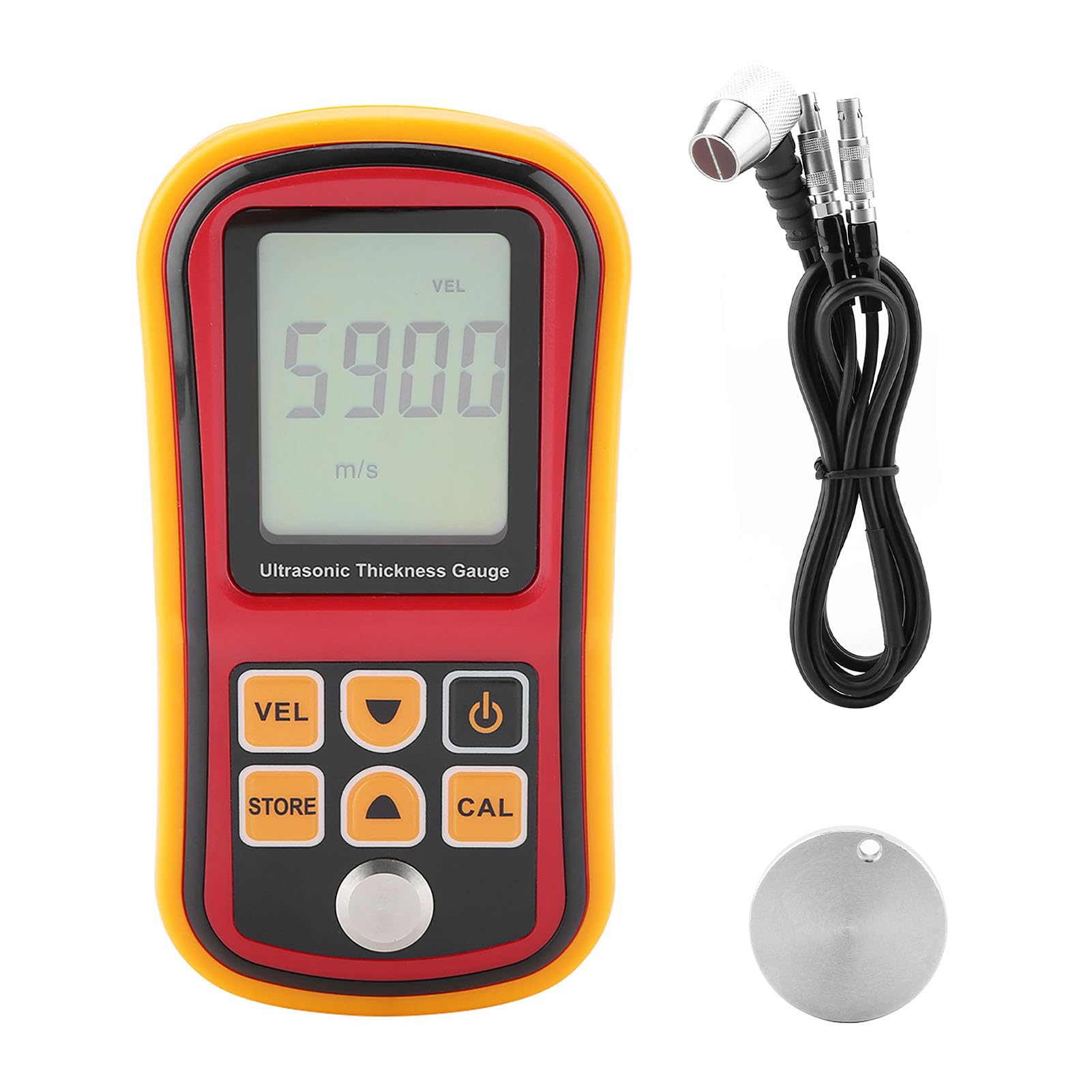 Oumefar Digital Ultrasonic Thickness Gauge Sound Velocity Tester Meter Measuring Range 1.2-220mm Steel Width Testing Monitor Measuring Instrument for Steel Aluminum Copper Glass