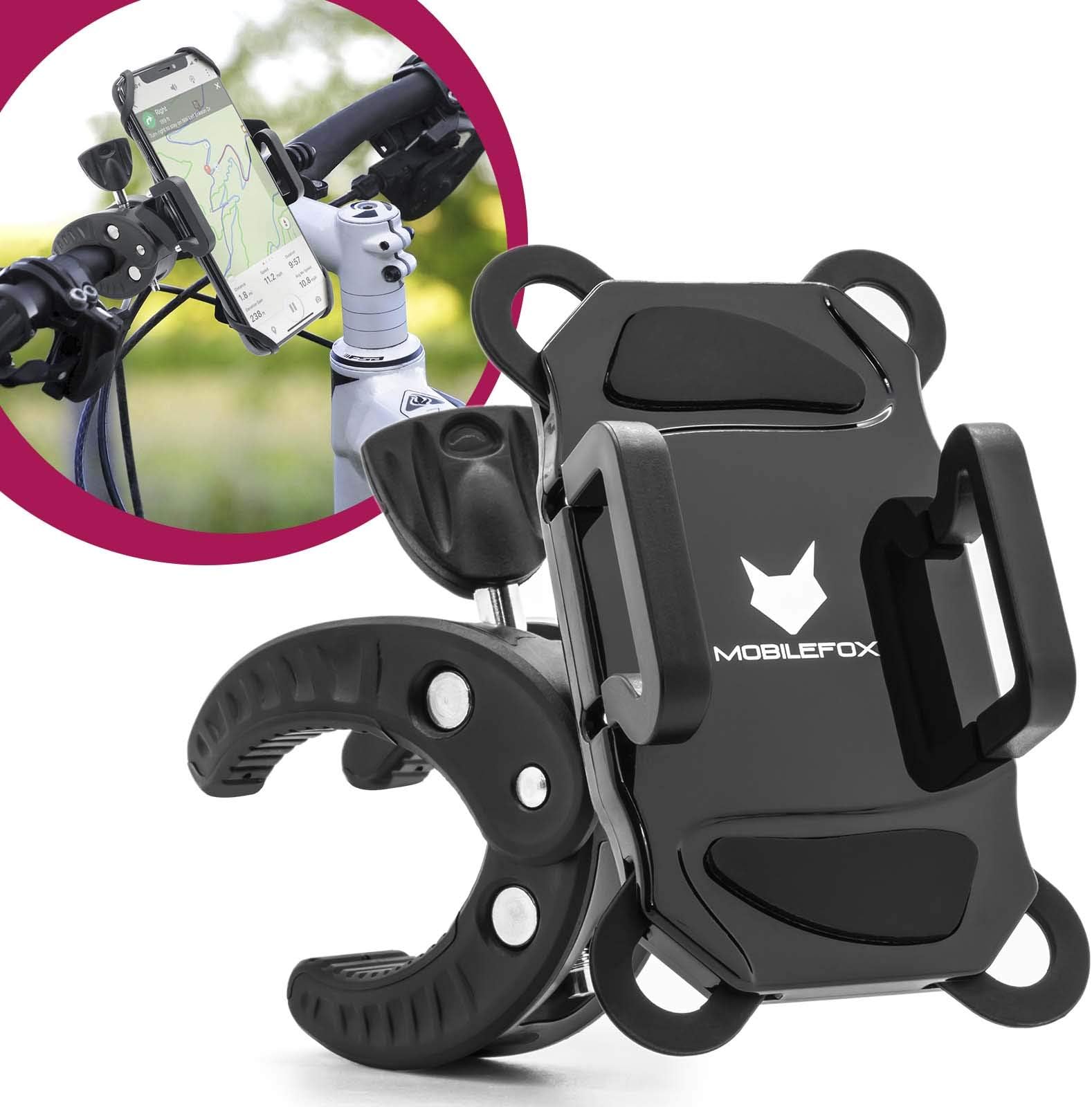 MobilefoxBike Phone Holder Bicycle Handlebar Cradle - Rubber Bands 360° for Huawei P20/Pro/P10/P7/P8/P9/Lite/Plus/Ascend/Mate 7/8/S