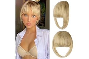 Leterly Bangs Hair Clip in Bangs,Thick French Bangs Clip in Hair Extensions Wispy Fake Bangs for Women Fringe with Temples Hairpieces for Daily Wear Ash Blonde