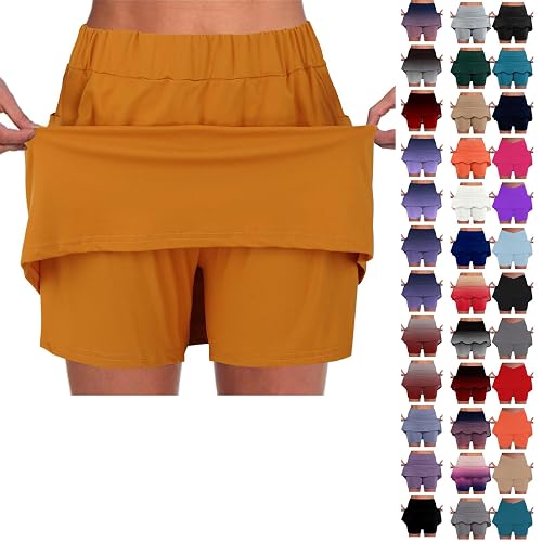 Skirts for Women UK Skorts for Women UK, High Waist Workout Skort with Built-in Shorts, Pockets Security, Ruffle Design Golf Tennis Running Womens Skort