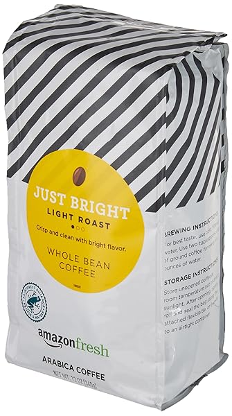 AMAZON FRESH, JUST BRIGHT WHOLE BEAN COFFEE, LIGHT ROAST, 12 OZ