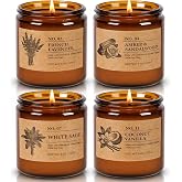 Scented Candles for Women, 4-Pack 9 oz Soy Candle Set for Home, 36 oz Total | Lavender, Amber-Sandalwood, White Sage &amp; Coconut Vanilla. Soy Wax Aromatherapy Candles for Birthdays &amp; Valentine's Day Gifts