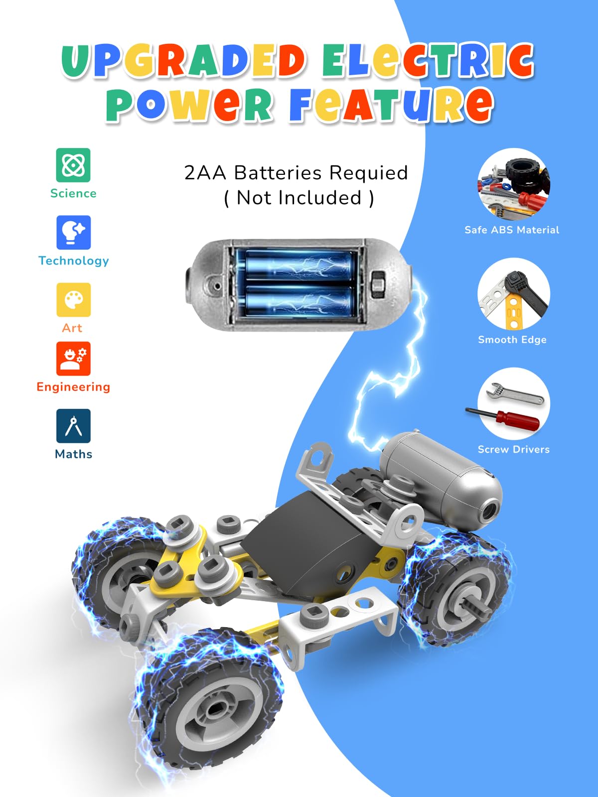 STEM Toys for 5 6 7 8+ Year Old Boy,10 in 1 Electric Building Toys for Kids Ages 4-8 5-7 6-8, Educational Racing Construction Science Kit for Boys 4-6 8-10, Creative Games Fun Birthday