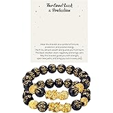 Kvekstio Feng Shui Black Obsidian Pixiu Wealth Bracelet for Women Men, Attract Lucky Wealthy Good Luck Protection Amulet Gift