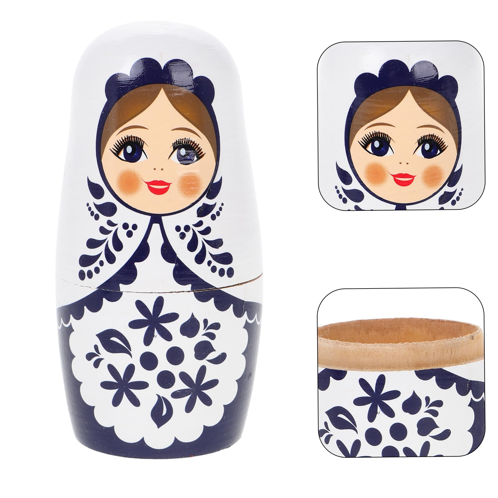 VICASKY 1 Set Russian Nesting Dolls Wood Matryoshka Handmade National Costume Girl Matryoshka Nesting Hand Painting Nested Carving Children for Stacking Doll Decoration