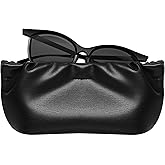 COMF-PRO Squeeze Top Sunglass Pouch - Portable Sunglass Organizer Pouch Bags Soft PU Leather Glasses 2 Pack