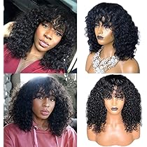 curly wigs with bangs