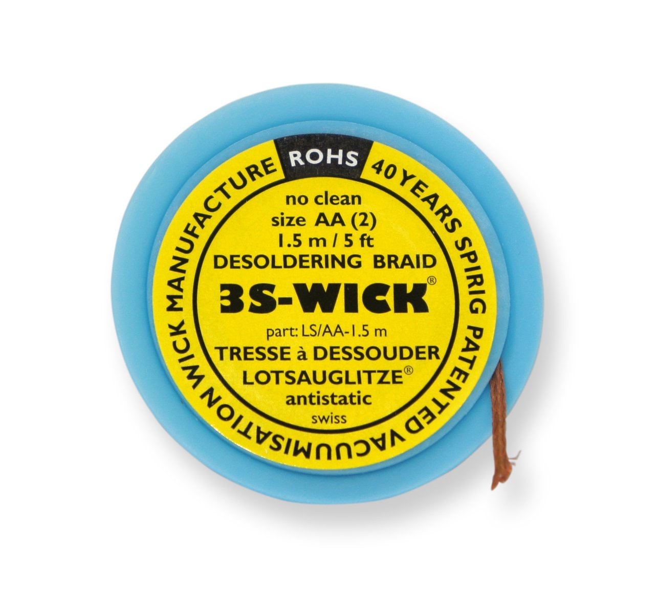 Spirig 3S-Wick WICK1.5-1.5 Solder Sucking Wick 1.5 mm to 1.5 m Antistatic Coil