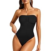 Irisnaya Strapless Shapewear Bodysuit for Women - Thong Bodysuit Tummy Control Tube Top Body Suits with Removable Strap