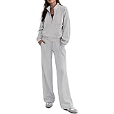 SHESHOW Women 2 Piece Outfits Set Half Zip Sweatshirts Wide Leg Sweatpant Matching Set Tracksuit with Pockets XS-XXL