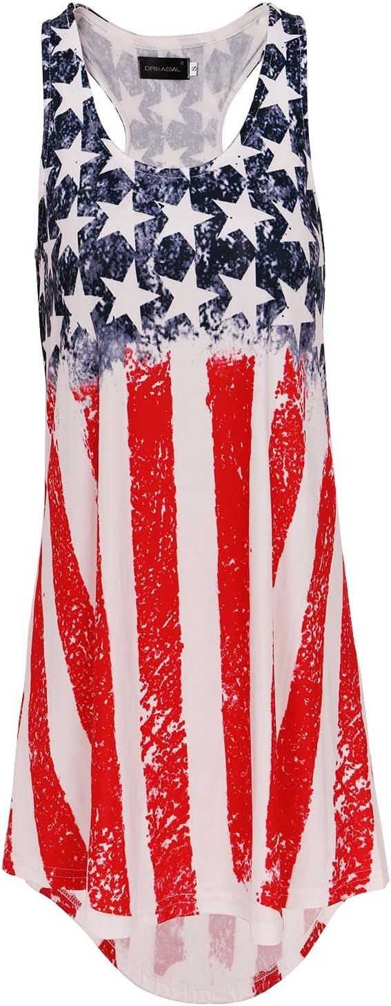 DREAGAL Women's Racer Back Zig-Zag Tank Top Loose Sleeveless Tunic