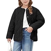 Flygo Girls Lightweight Quilted Jackets Warm Snap Button Puffer Coat Kids Trendy Padded Outerwear with Pockets