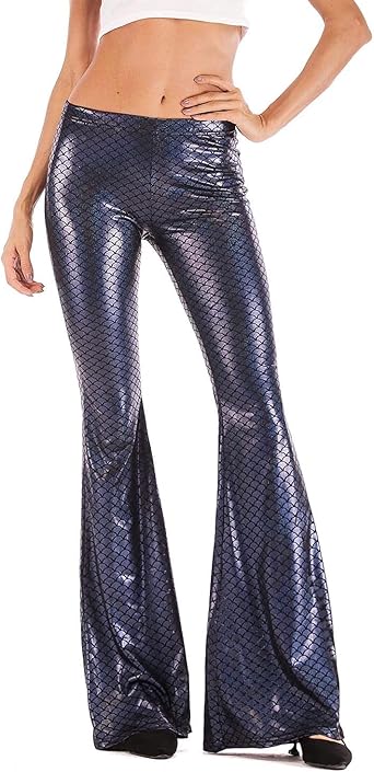 metallic bell bottom pants