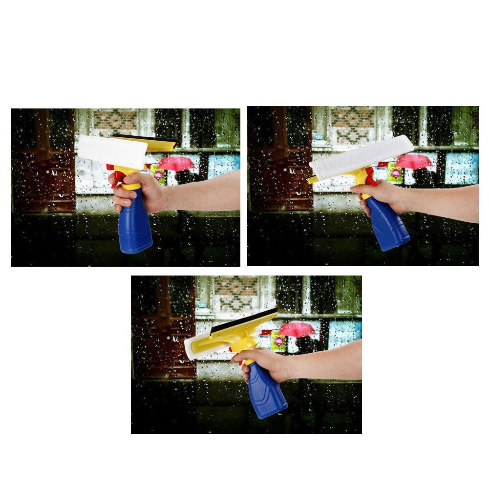 Glass Cleaners, EVERTOP 2 in 1 Handheld Glass Cleaners Shower Squeegee Window Cleaning Kit with Spray Bottle 0.3L (Type D)