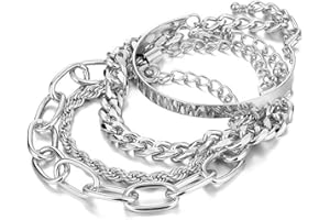 IFKM Gold Bracelets for Women, 14K Gold Plated Dainty Layered Chain Bracelets Adjustable Cute Bangle Link Bracelet Set