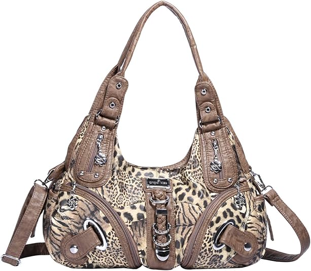Buy Angelkiss Womens Designer Leather Leopard Print Purses and Handbags