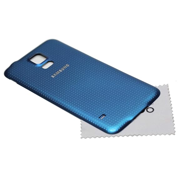 Akkudeckel für Samsung Original für Samsung Galaxy S5 G900F blau Back Cover Akkufachdeckel mit mungoo Displayputztuch