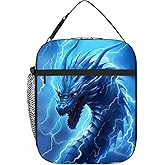 DOINBEE Dragon Lunch Box for Boys Kids Men, Cool Lightning Dragon Blue Lunch Cooler Bag, Funny Dragons Pattern Boys Insulated Lunchbox, Reusable Leakproof Portable Meal Handbags for Work School