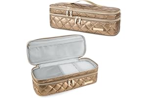 CANBOX Travel Carrying Case for Hair Dryer Shark Flexstyle Dyson Airwrap, Double-Layer Hair Accessories Tools Storage Case for Revlon One-Step, Shockproof Protection Organizer Travel Carrier Bag, Gold