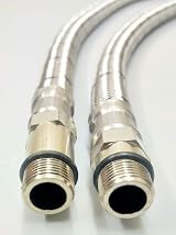 AK Pair Flexible Monobloc Tap Tail Connector with Isolator Valve M10/M12 view 4